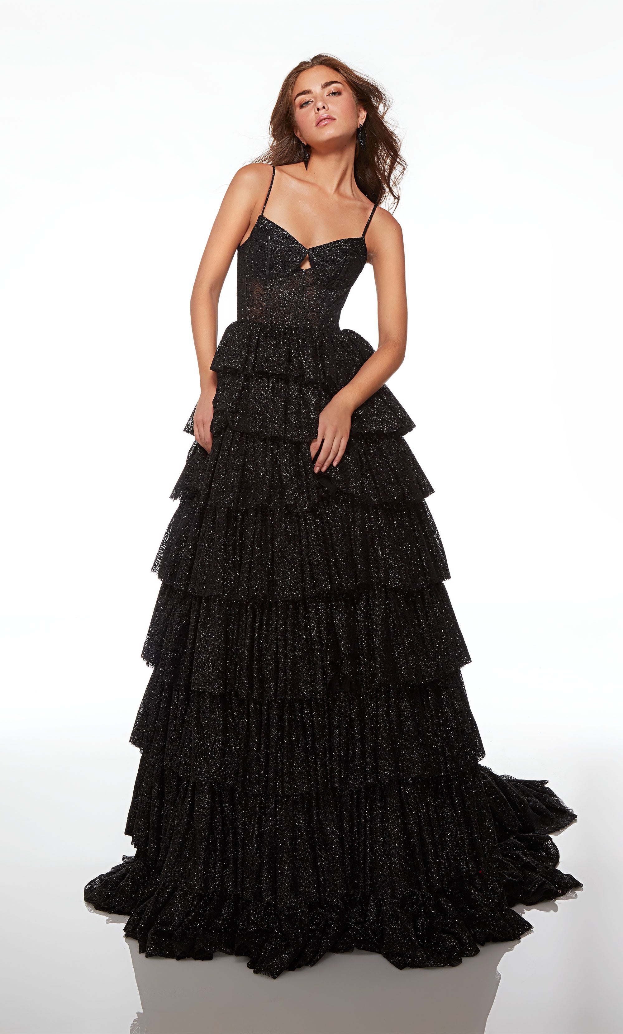 Chic black lace embroidery slit skirt prom semi formal farewell dress –  Anna's Couture Dresses